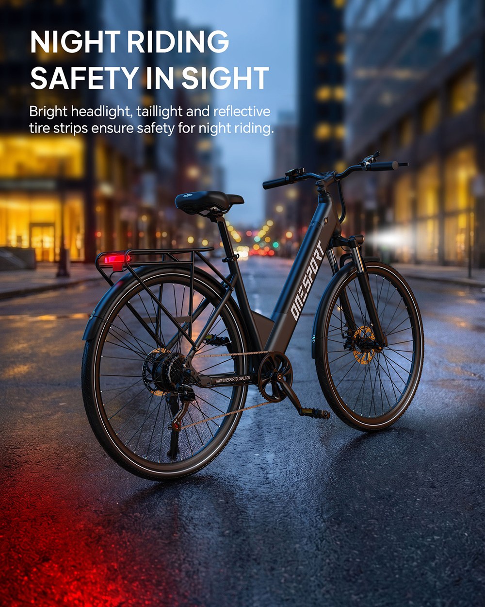 ONESPORT OT12 Pro Elektrofahrrad, 250-W-Motor, herausnehmbarer 36-V-13-Ah-Akku, 65 km Reichweite, 25 km/h Höchstgeschwindigkeit, Shimano 7-Gang-Schaltung, mechanische Scheibenbremsen, Federgabel, Schutzart IPX4 – Grau