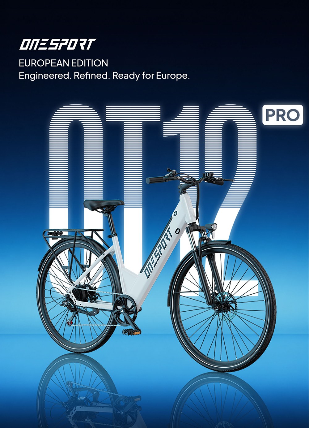 ONESPORT OT12 Pro Elektrofahrrad, 250-W-Motor, herausnehmbarer 36-V-13-Ah-Akku, 65 km Reichweite, 25 km/h Höchstgeschwindigkeit, Shimano 7-Gang-Schaltung, mechanische Scheibenbremsen, Federgabel, Schutzart IPX4 – Weiß