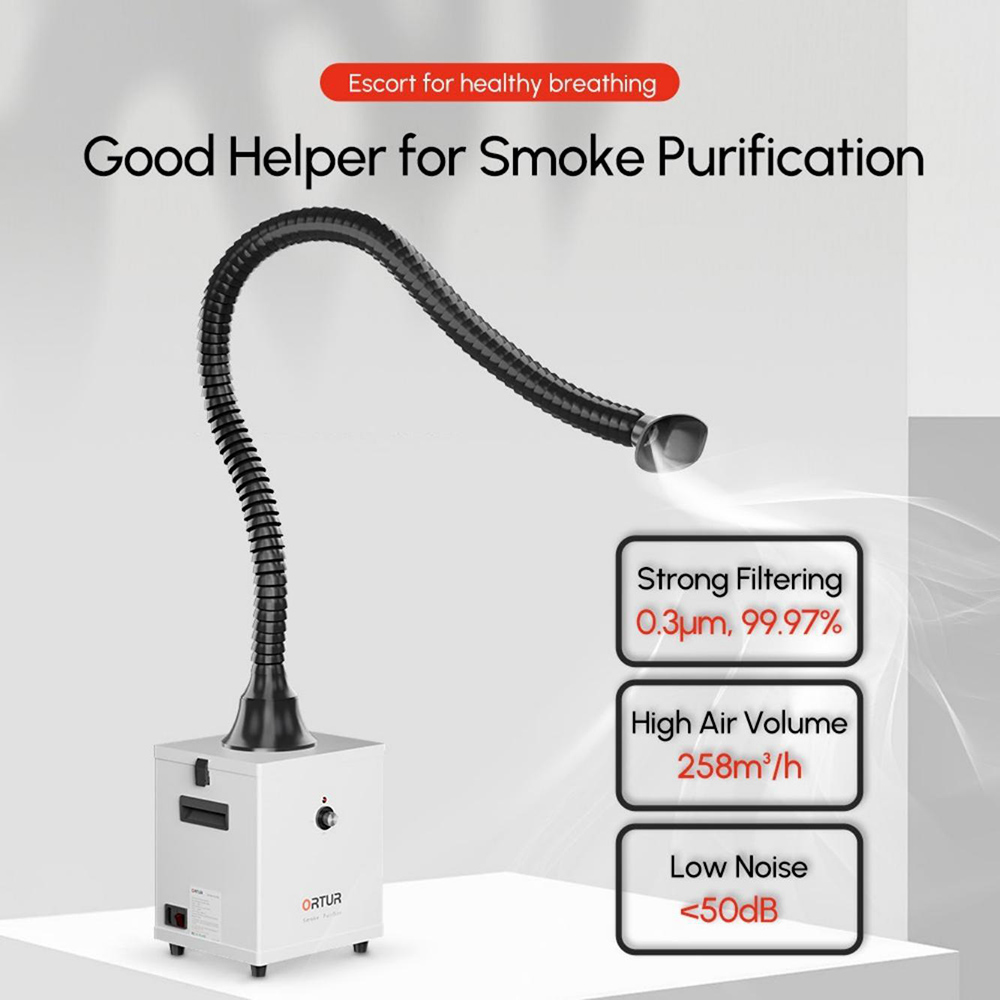 Refurbished ORTUR Smoke Purifier 1.0 with 1.2m Universal Suction Tube, 258m³/h Air Flow - US Plug