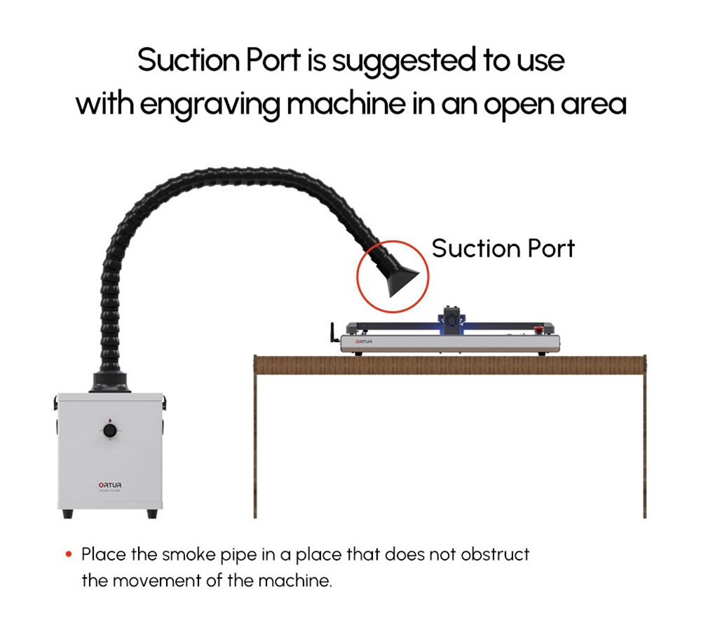 Refurbished ORTUR Smoke Purifier 1.0 with 1.2m Universal Suction Tube, 258m³/h Air Flow - US Plug