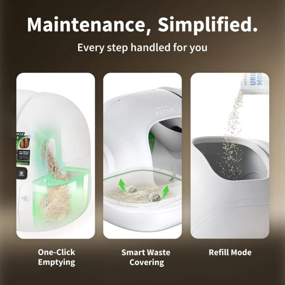 Bac à litière automatique PETKIT Purobot Max 3, bac à déchets de 7 L, fonctionnement silencieux (35 dB), Wi-Fi 2,4 GHz, 15 jours sans nettoyage, protection anti-fuites à 360°, contrôle des odeurs OdorVoid™, contrôle via application, reconnaissance multi-chats, suivi de la santé du chat