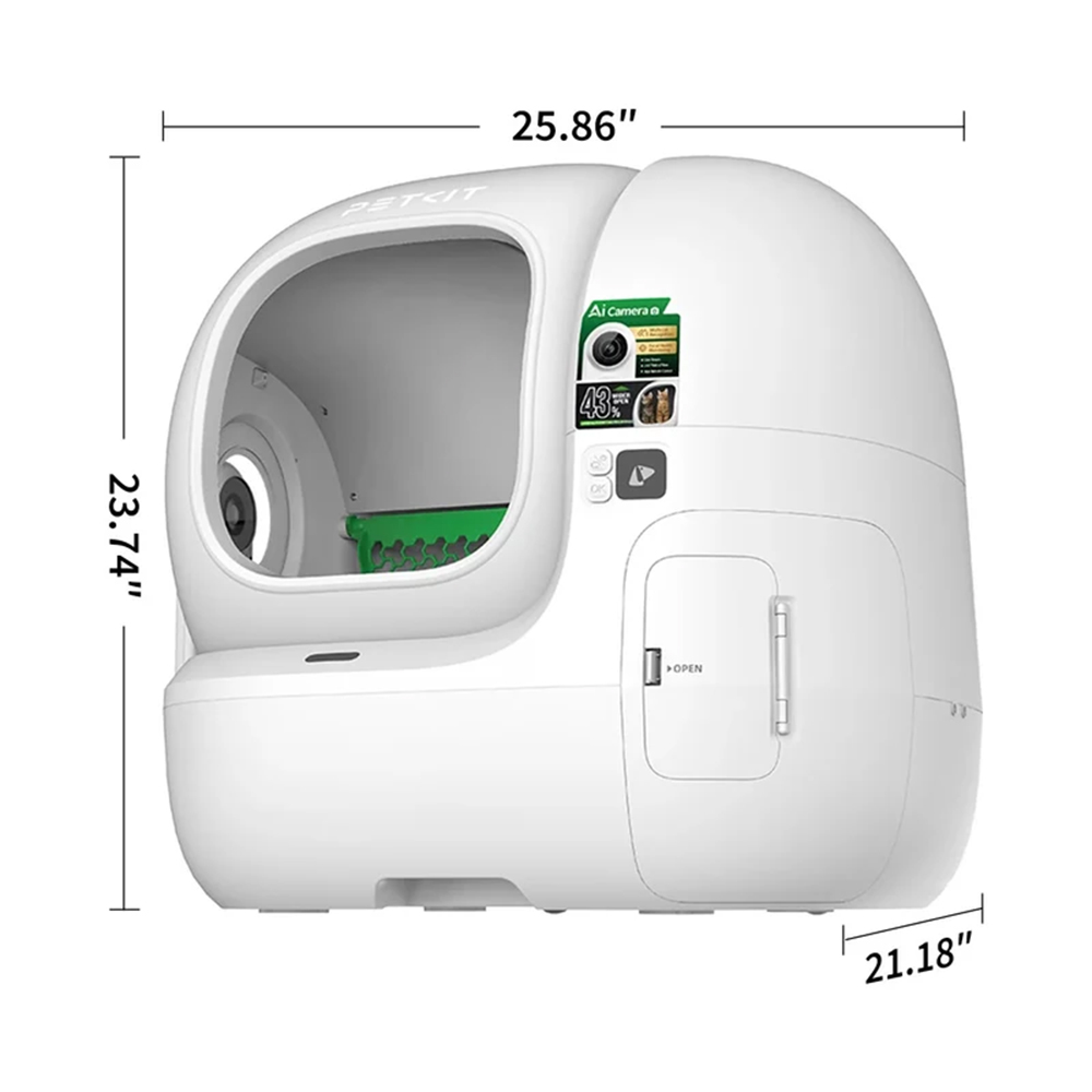 Bac à litière automatique PETKIT Purobot Max Pro 2, avec caméra IA, tambour de 76 L, bac à déchets de 8 L, jusqu'à 17 jours sans nettoyage, reconnaissance multi-chats, 12 capteurs de sécurité, surveillance 1080p, triple contrôle des odeurs, application de contrôle