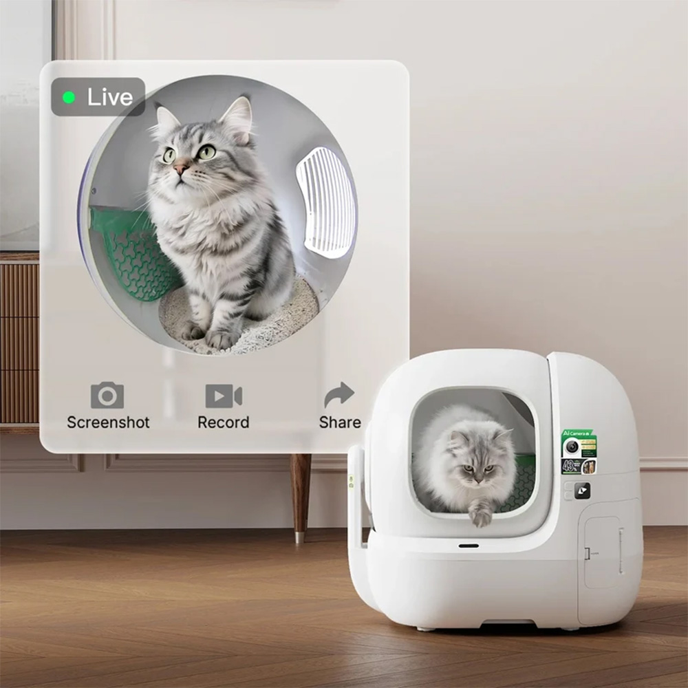 Bac à litière automatique PETKIT Purobot Max Pro 2, avec caméra IA, tambour de 76 L, bac à déchets de 8 L, jusqu'à 17 jours sans nettoyage, reconnaissance multi-chats, 12 capteurs de sécurité, surveillance 1080p, triple contrôle des odeurs, application de contrôle