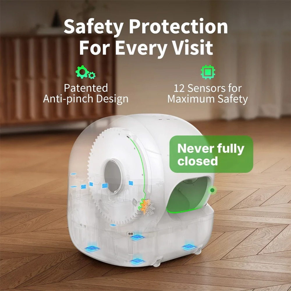 Bac à litière automatique PETKIT Purobot Max Pro 2, avec caméra IA, tambour de 76 L, bac à déchets de 8 L, jusqu'à 17 jours sans nettoyage, reconnaissance multi-chats, 12 capteurs de sécurité, surveillance 1080p, triple contrôle des odeurs, application de contrôle