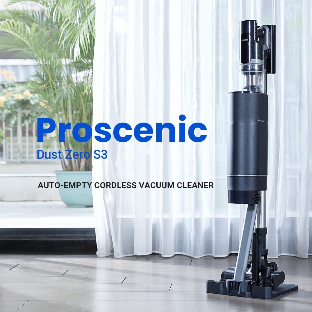 Refurbished Proscenic DustZero S3 Cordless Vacuum Cleaner, 30000Pa Suction, Auto Empty Station, Up to 60Mins Runtime, Touchscreen