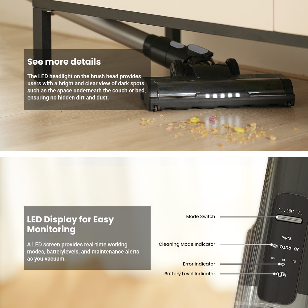 Refurbished Proscenic DustZero S3 Cordless Vacuum Cleaner, 30000Pa Suction, Auto Empty Station, Up to 60Mins Runtime, Touchscreen