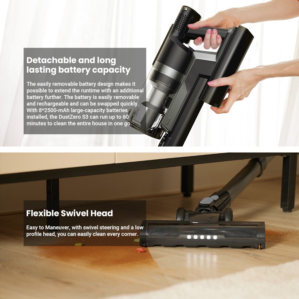 Refurbished Proscenic DustZero S3 Cordless Vacuum Cleaner, 30000Pa Suction, Auto Empty Station, Up to 60Mins Runtime, Touchscreen
