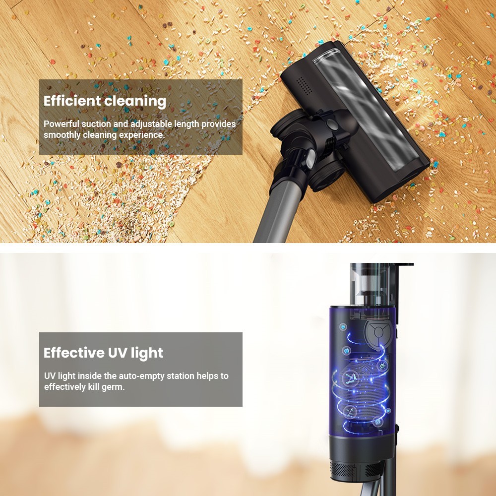 Refurbished Proscenic DustZero S3 Cordless Vacuum Cleaner, 30000Pa Suction, Auto Empty Station, Up to 60Mins Runtime, Touchscreen