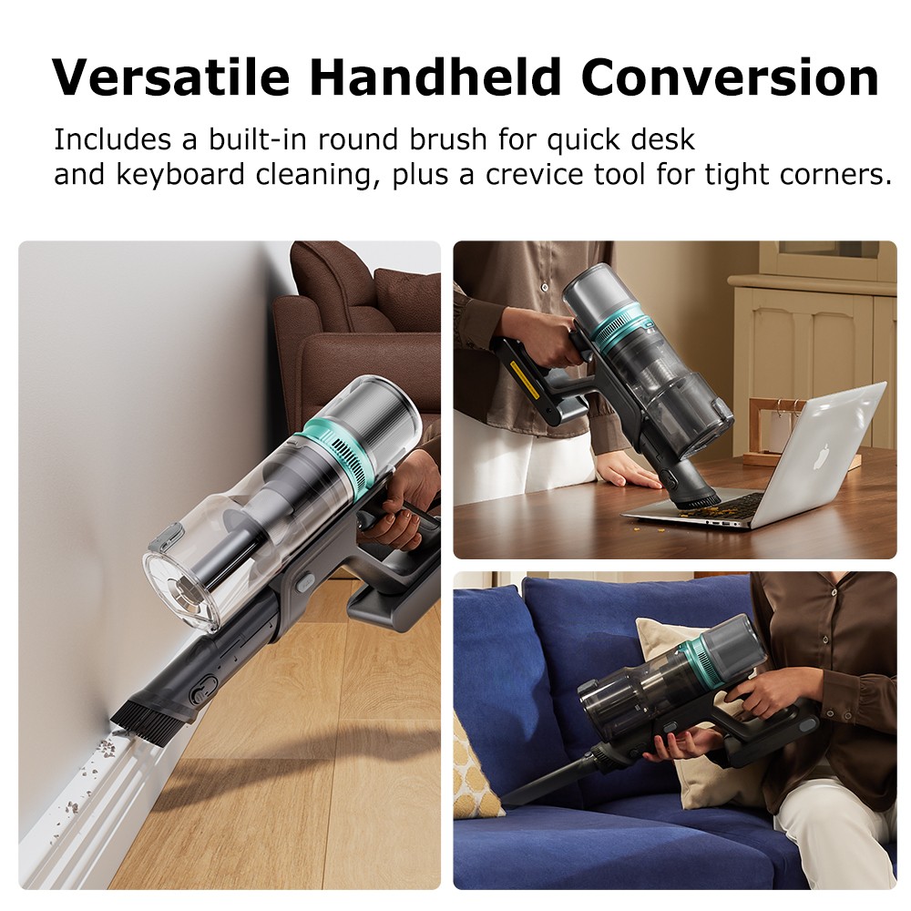 Refurbished Proscenic P16 Cordless Stick Vacuum Cleaner, 50kPa Suction, 55mins Runtime, 180° Bendable Wand, Anti-Tangle Floor Brush, 62dB Low Noise, for Home Use & Pet Hair, Gray