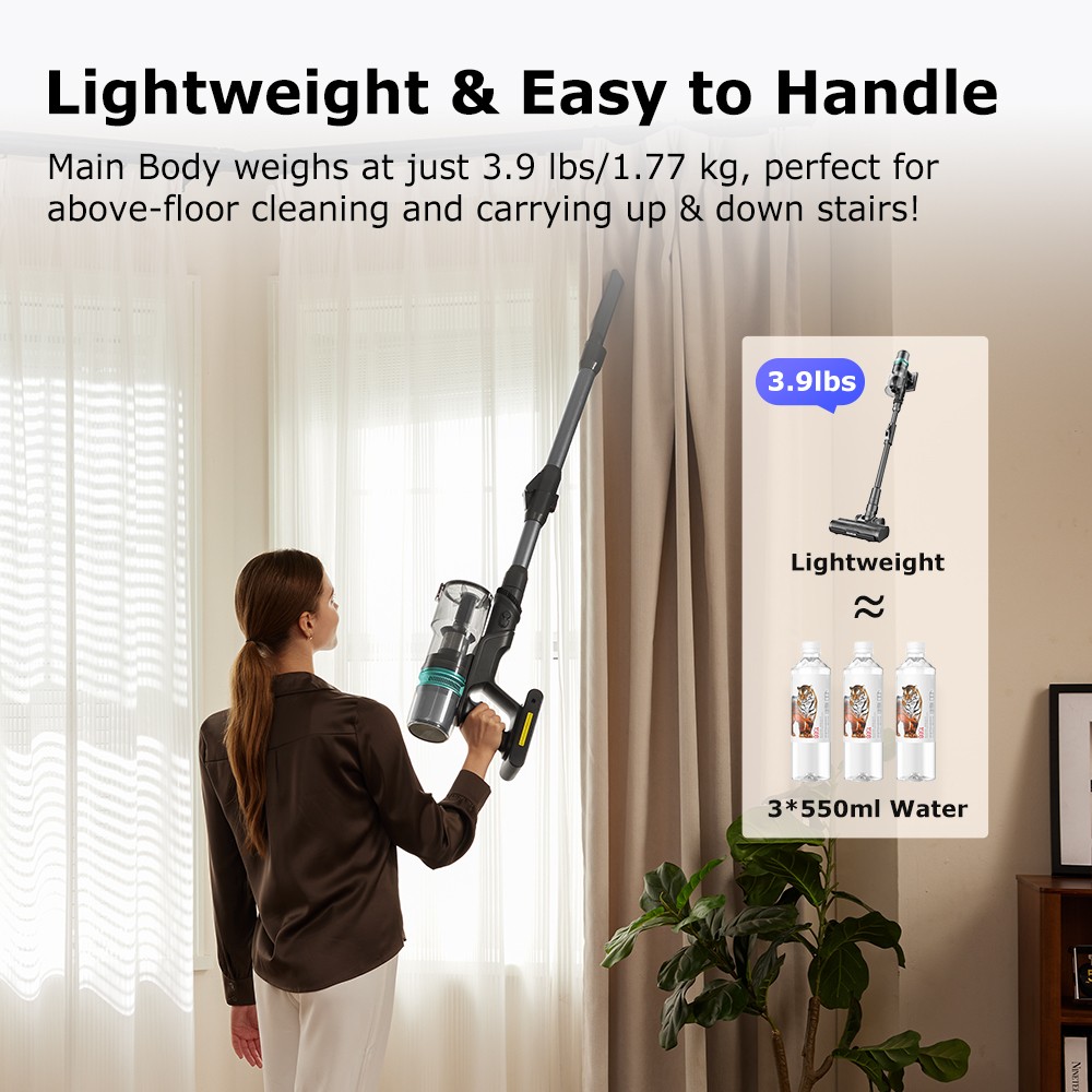 Refurbished Proscenic P16 Cordless Stick Vacuum Cleaner, 50kPa Suction, 55mins Runtime, 180° Bendable Wand, Anti-Tangle Floor Brush, 62dB Low Noise, for Home Use & Pet Hair, Gray