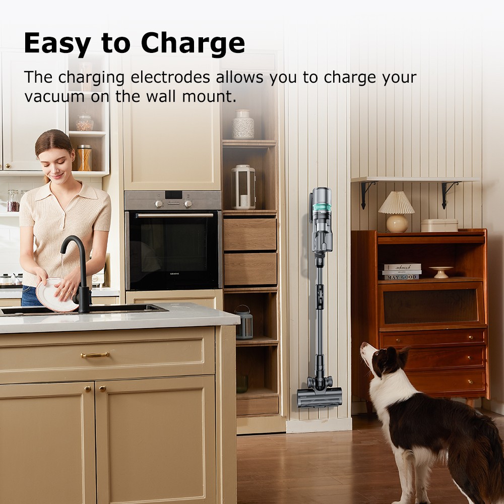 Refurbished Proscenic P16 Cordless Stick Vacuum Cleaner, 50kPa Suction, 55mins Runtime, 180° Bendable Wand, Anti-Tangle Floor Brush, 62dB Low Noise, for Home Use & Pet Hair, Gray