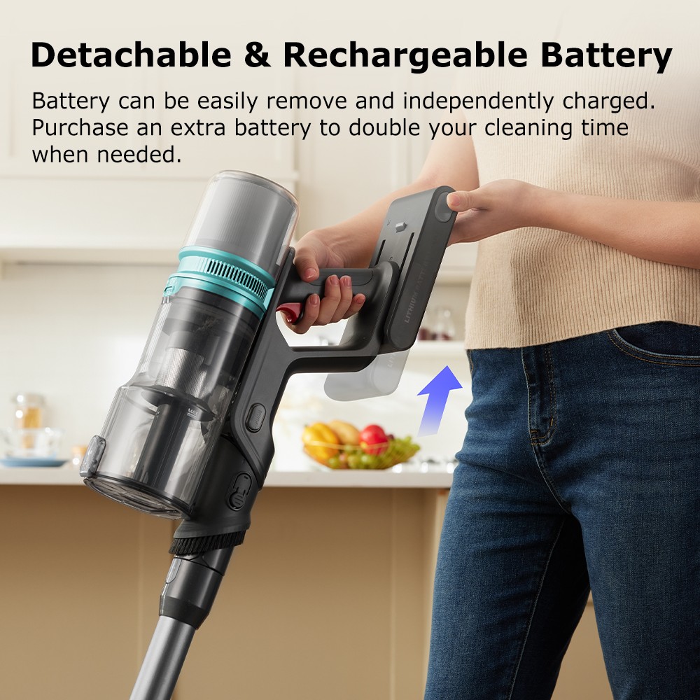 Refurbished Proscenic P16 Cordless Stick Vacuum Cleaner, 50kPa Suction, 55mins Runtime, 180° Bendable Wand, Anti-Tangle Floor Brush, 62dB Low Noise, for Home Use & Pet Hair, Gray
