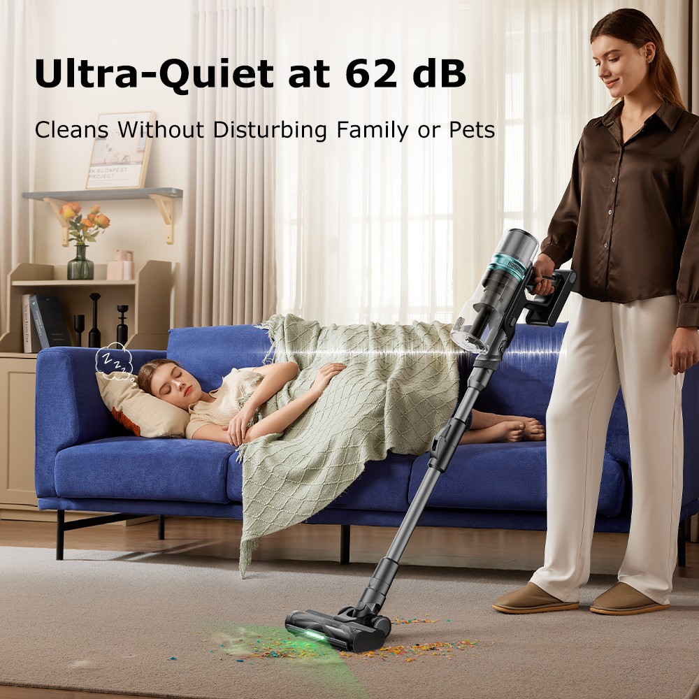 Refurbished Proscenic P16 Cordless Stick Vacuum Cleaner, 50kPa Suction, 55mins Runtime, 180° Bendable Wand, Anti-Tangle Floor Brush, 62dB Low Noise, for Home Use & Pet Hair, Gray