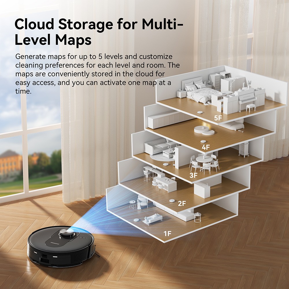 Refurbished Proscenic Q8 Robot Vacuum Cleaners 4200 Pa Suction LiDAR Nav 200min Runtime Automatic Self-Charging APP Control Black