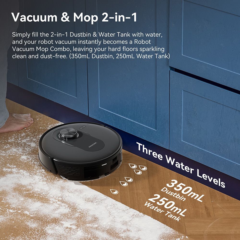 Refurbished Proscenic Q8 Robot Vacuum Cleaners 4200 Pa Suction LiDAR Nav 200min Runtime Automatic Self-Charging APP Control Black