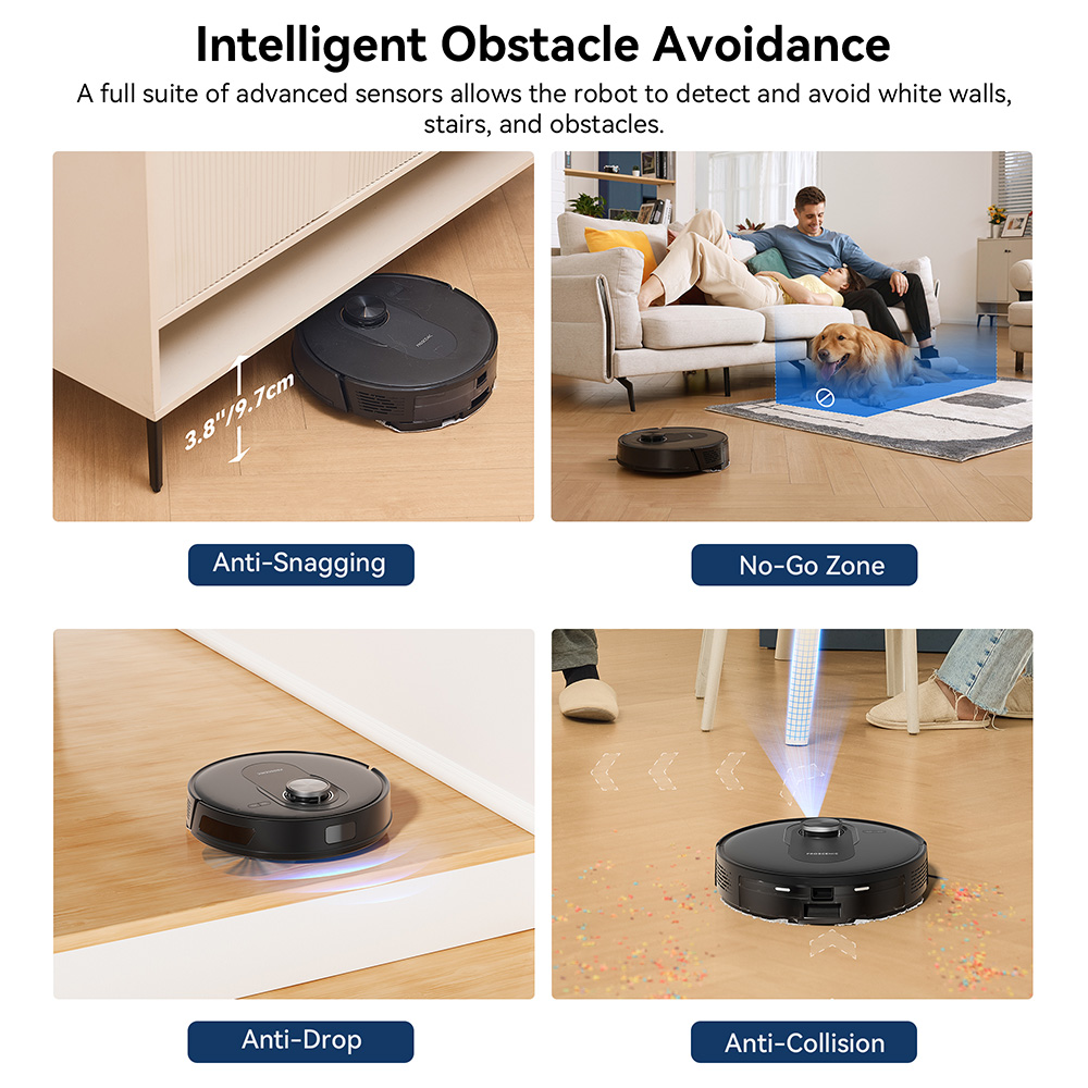 Refurbished Proscenic Q8 Robot Vacuum Cleaners 4200 Pa Suction LiDAR Nav 200min Runtime Automatic Self-Charging APP Control Black