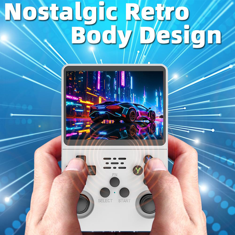 Refurbished R36S Handheld Game Console, 3.5-inch IPS Screen, Linux System, 11 Emulator, 64GB - White