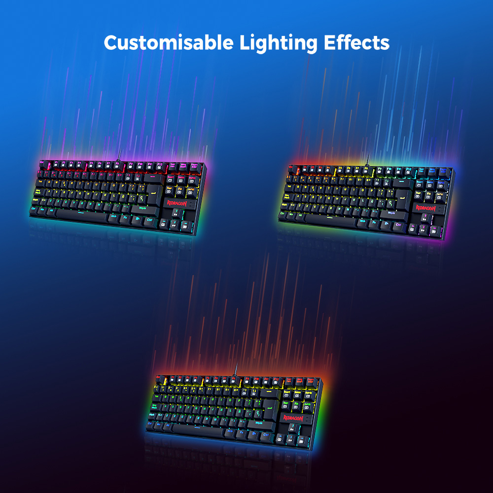 Refurbished Redragon K552P-KR-ES Mechanical Gaming Keyboard, Spanish Layout, 88 Keys, RGB Backlit, Red Switch, Metal Panel, Anti-Ghosting, Wired USB Keyboard for PC, Laptop, Office, Gamers, and Typists – Black