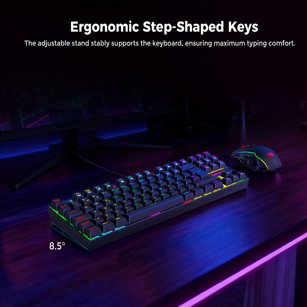 Refurbished Redragon K552P-KR-ES Mechanical Gaming Keyboard, Spanish Layout, 88 Keys, RGB Backlit, Red Switch, Metal Panel, Anti-Ghosting, Wired USB Keyboard for PC, Laptop, Office, Gamers, and Typists – Black
