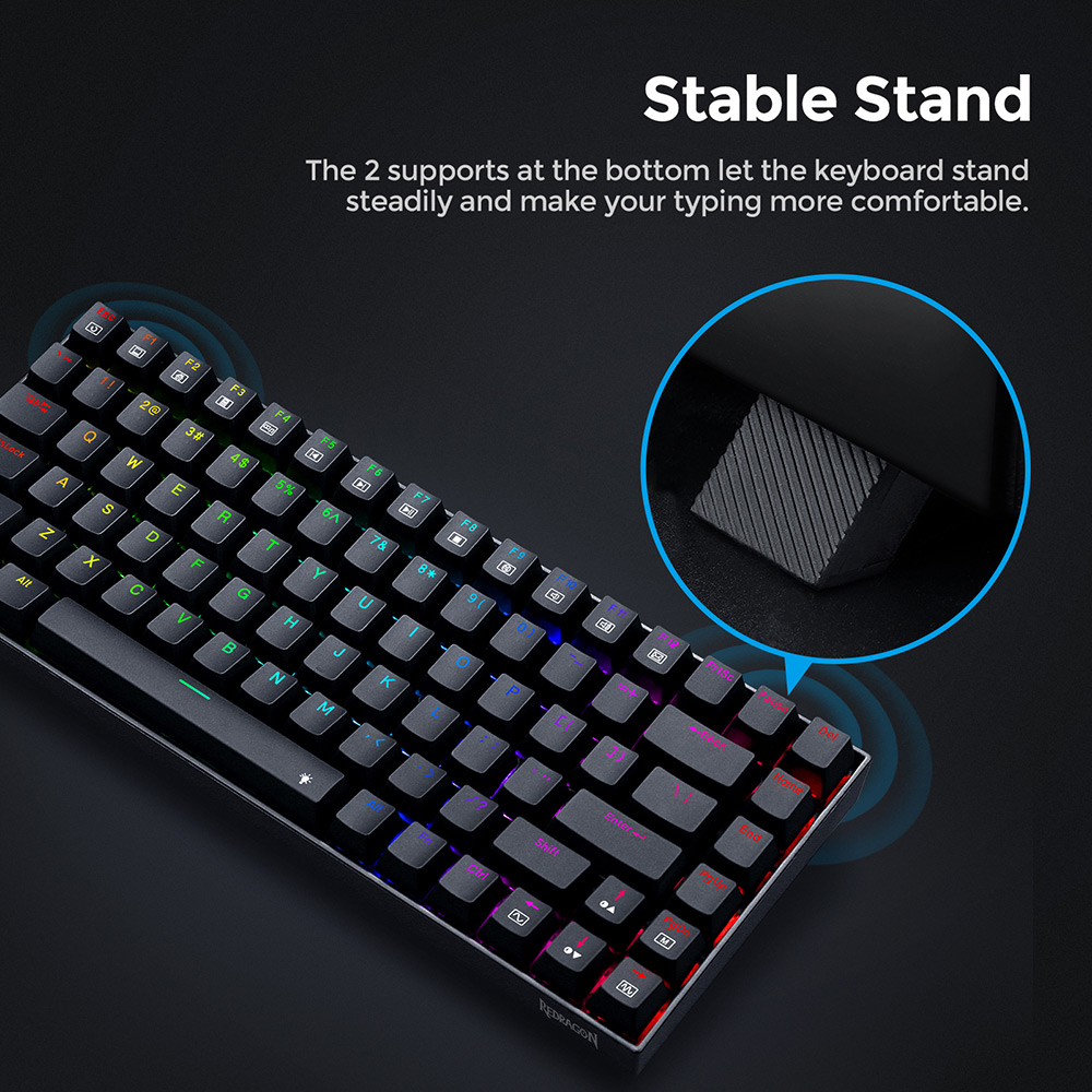 Refurbished Redragon K629-RGB Phantom RGB Backlight Mechanical Gaming Keyboard 84 Keys Red Switch - Black