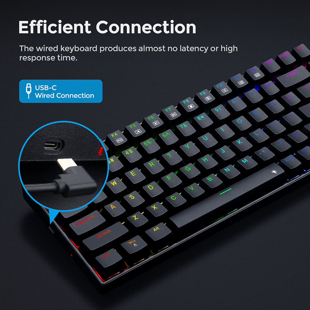Refurbished Redragon K629-RGB Phantom RGB Backlight Mechanical Gaming Keyboard 84 Keys Red Switch - Black