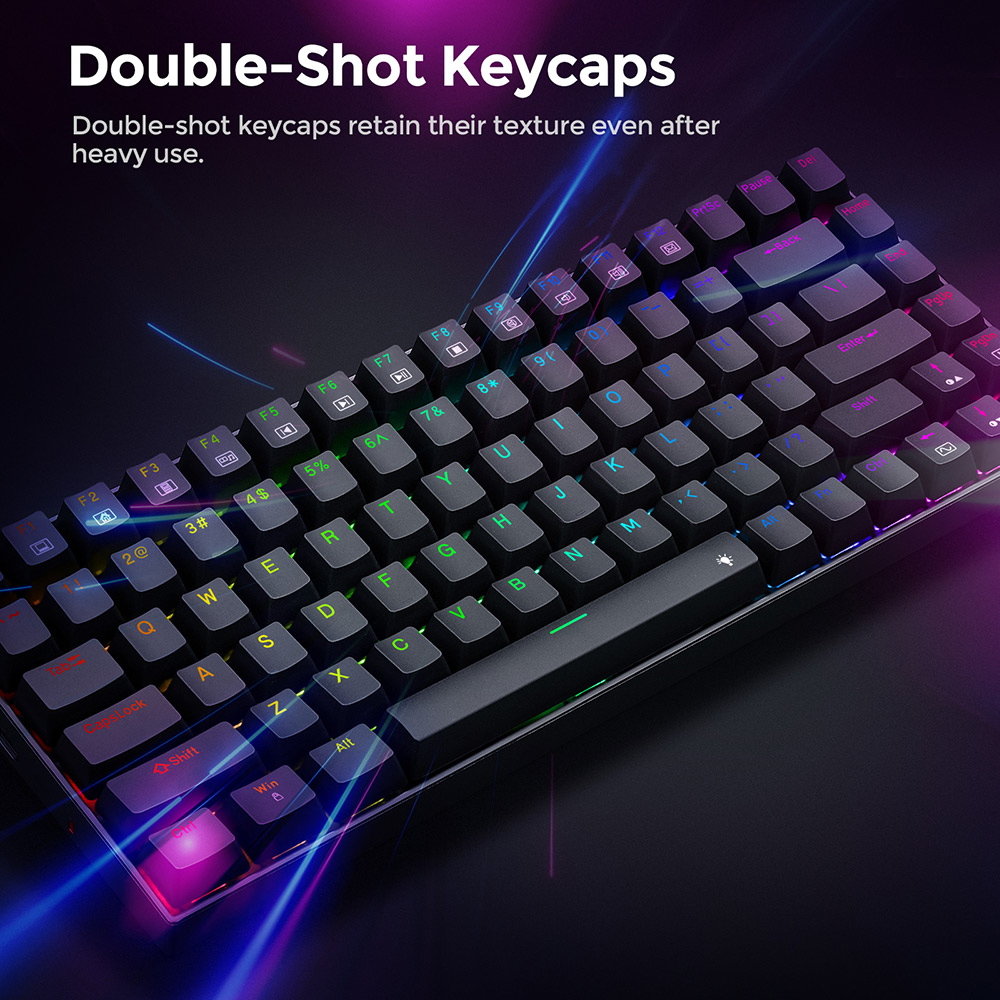 Refurbished Redragon K629-RGB Phantom RGB Backlight Mechanical Gaming Keyboard 84 Keys Red Switch - Black