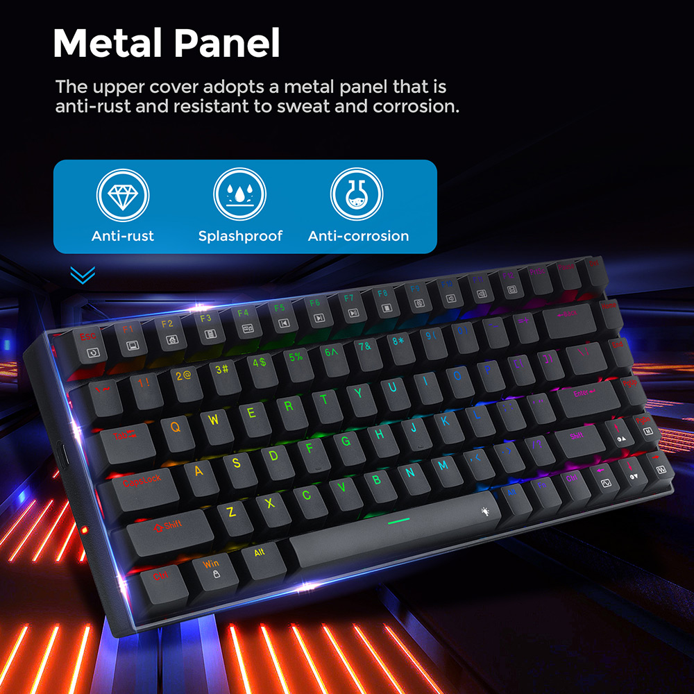 Refurbished Redragon K629-RGB Phantom RGB Backlight Mechanical Gaming Keyboard 84 Keys Red Switch - Black