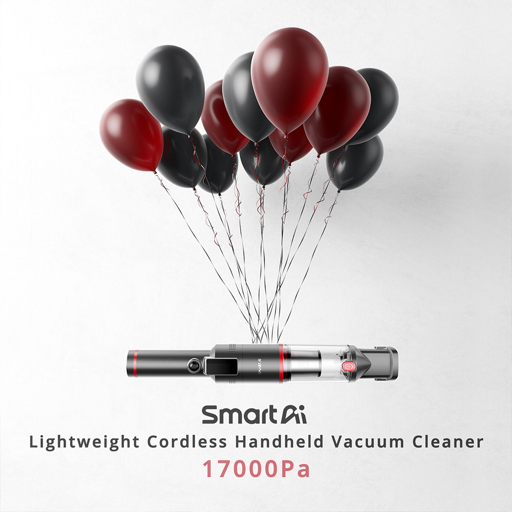 Refurbished SmartAI H5 Handheld Cordless Vacuum Cleaner, 17KPa Suction Power, 145W Power, 30min Runtime, LED Screen