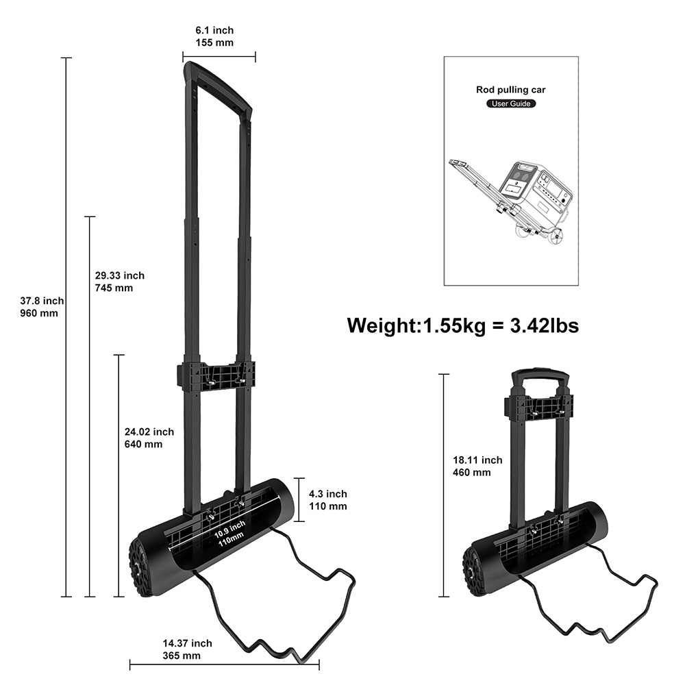 Refurbished SolarPlay T01 Folding Trolley for Q2401/Q2402/Q2501/Q2502 Portable Power Station