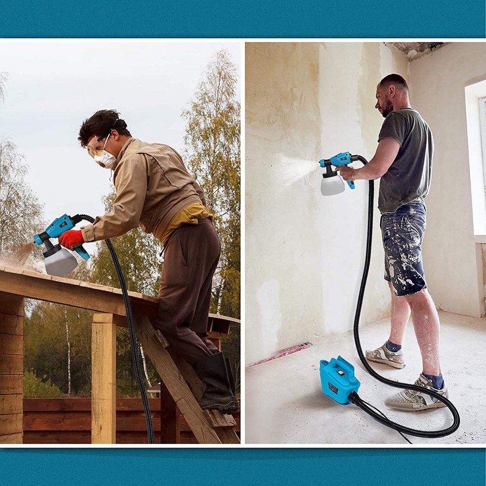 Refurbished Tilswall 800W Paint Sprayer, Max 1100ml/min Spray Speed, 1300ml Detachable Tank, 3 Nozzles Sizes, Blue - EU Plug