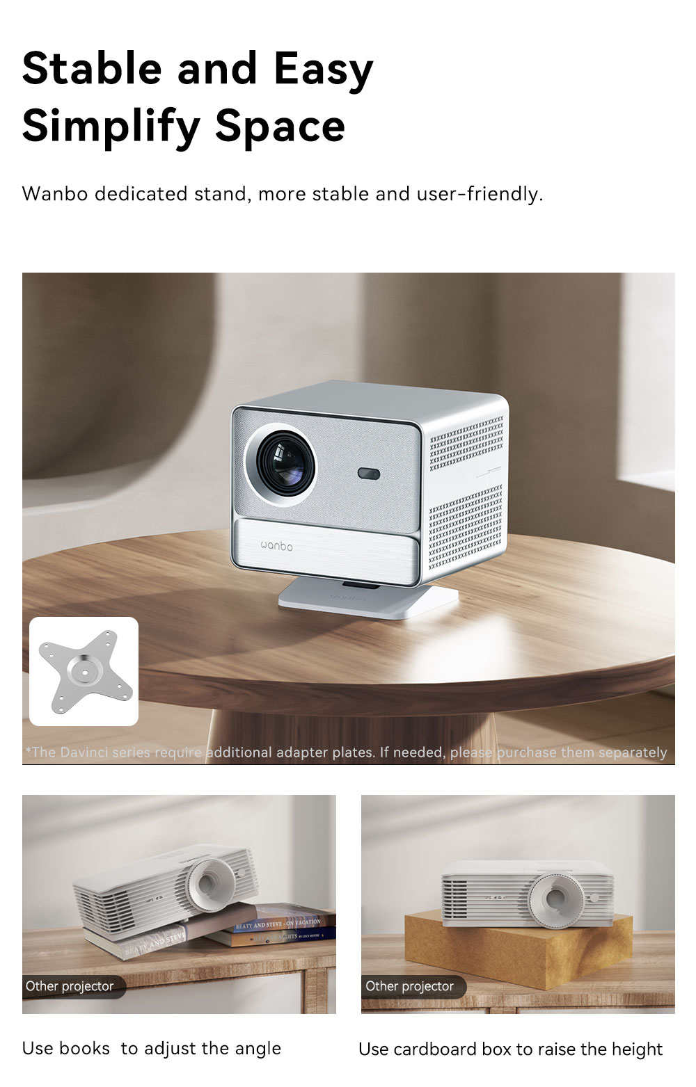 Refurbished Wanbo WBBA02 Desktop Projector Stand, Compatible with Mini / New T2 Max / Dali 1 / T4