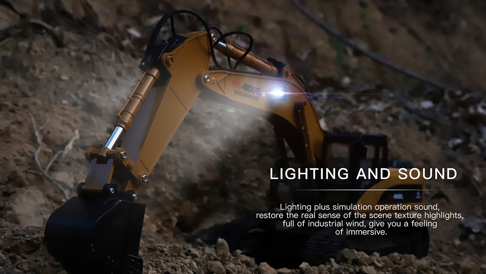 Refurbished Wltoys 16800 2.4G 8CH RC Excavator with Light Sound Function Engineering Vehicle RTR