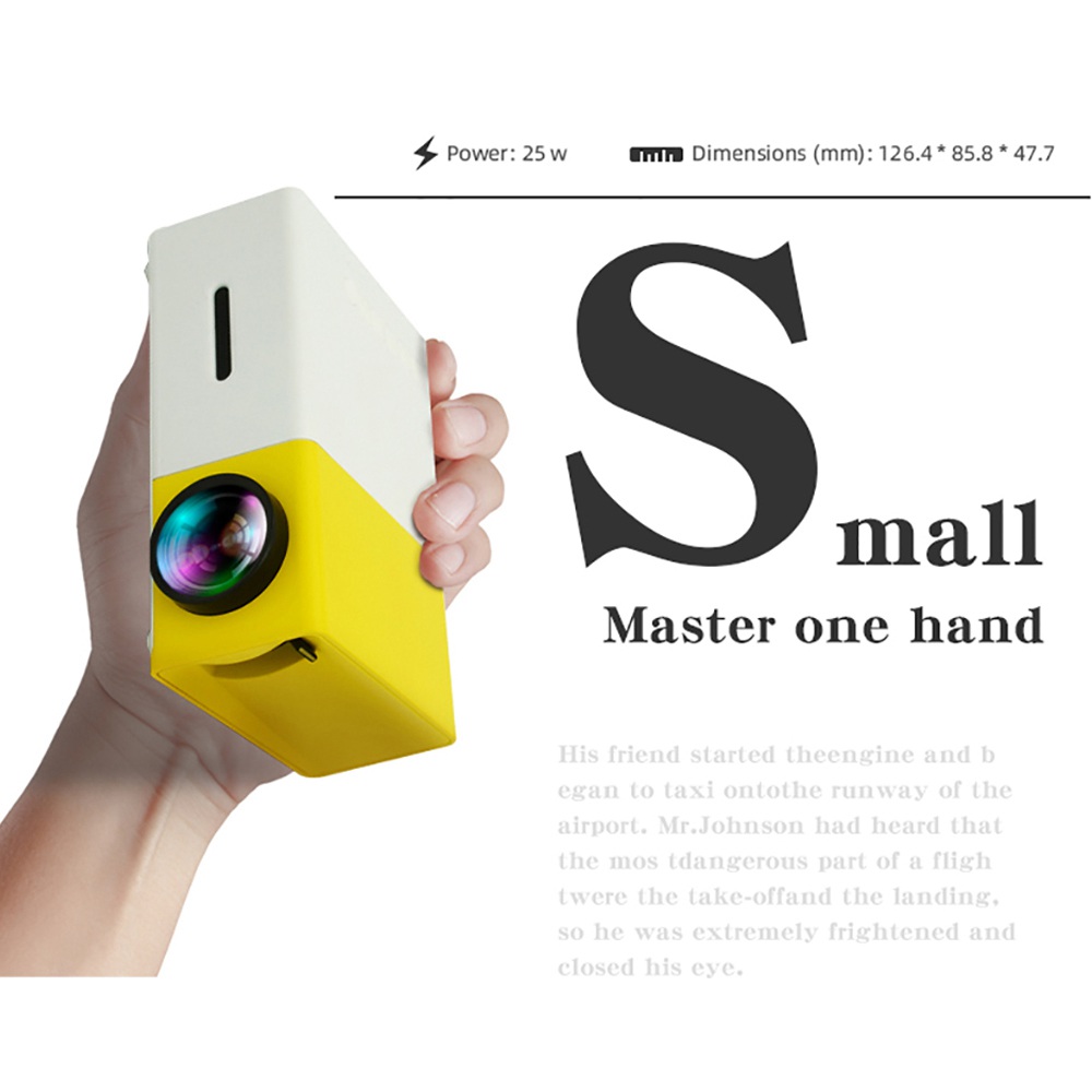 Refurbished YG300 Mini LED Projector Native320x240P Support 1080P 600LM - Yellow + White