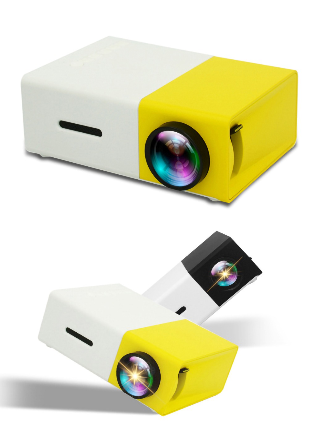 Refurbished YG300 Mini LED Projector Native320x240P Support 1080P 600LM - Yellow + White