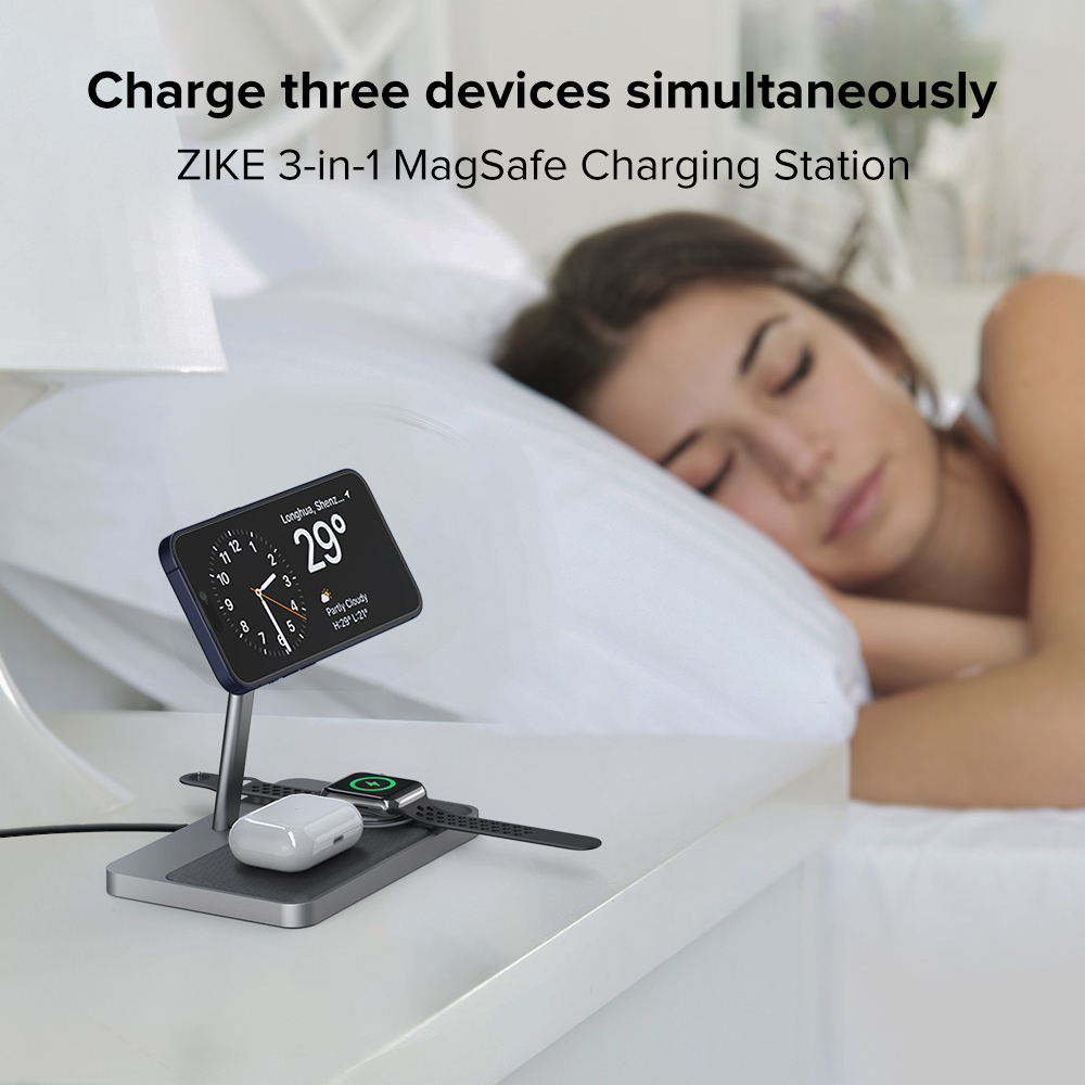 Refurbished ZIKE Z557C 3-in-1 Qi2 Magnetic Wireless Charging Stand