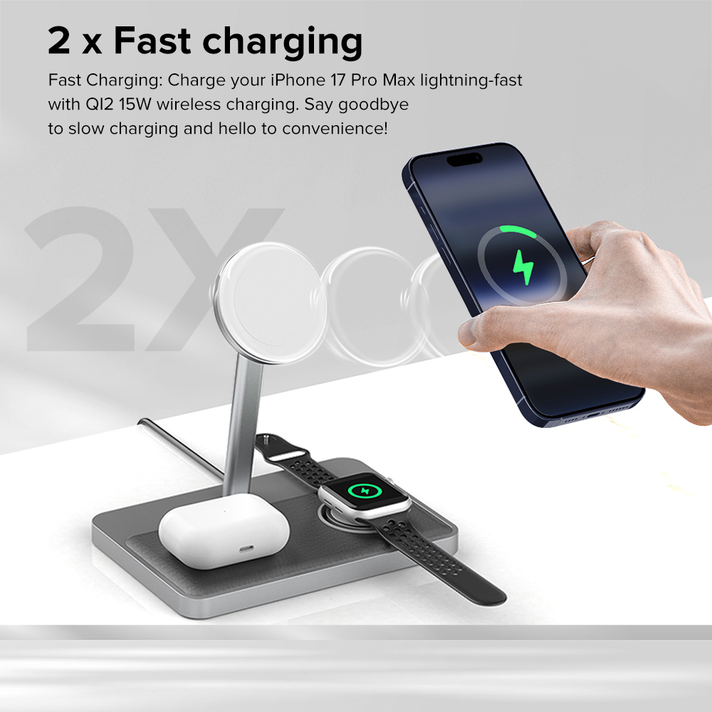 Refurbished ZIKE Z557C 3-in-1 Qi2 Magnetic Wireless Charging Stand