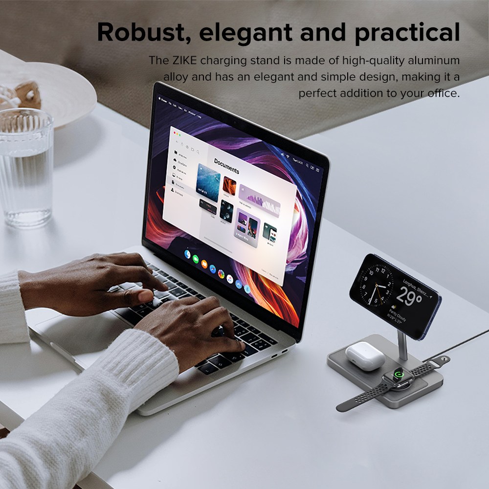 Refurbished ZIKE Z557C 3-in-1 Qi2 Magnetic Wireless Charging Stand