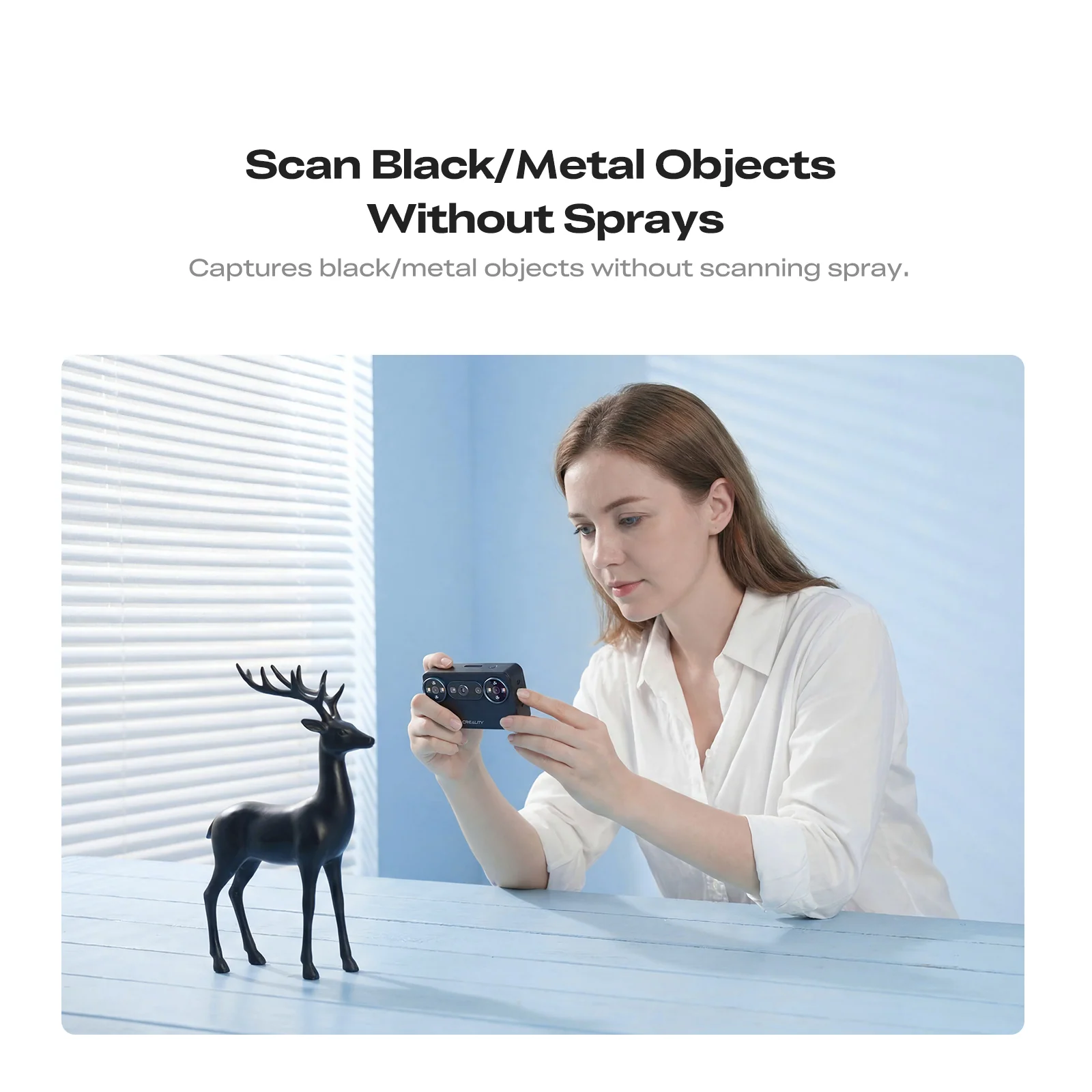 Creality Pika Portable 3D Scanner, 7-Line Blue Laser & NIR Structured Light, 0.03mm Accuracy, 110FPS, 3-inch Touchscreen, Wi-Fi 6 - Black