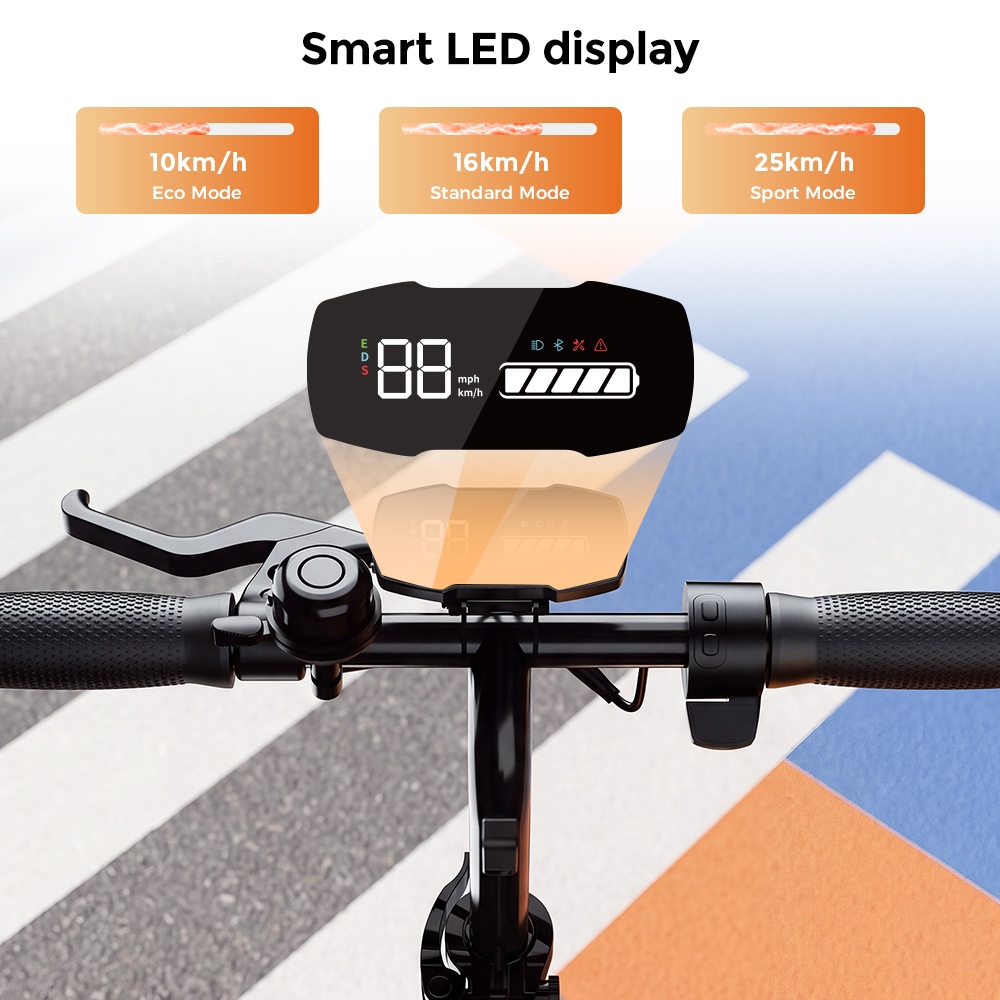 iScooter iK5LR Kids Electric Scooter, 300W Peak Motor, 36V 4.5Ah Battery, 19km Range, 25km/h Max Speed, 3 Speed Modes, Dual Brakes, Front Suspension, 7-Inch Solid Tires, APP Control, Bluetooth Music, RGB Lights - Orange