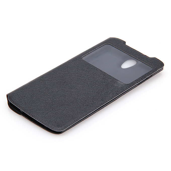 

New View Style Protective PU Leather Case Hard Flip Cover Shell for Doogee DG330 - Black
