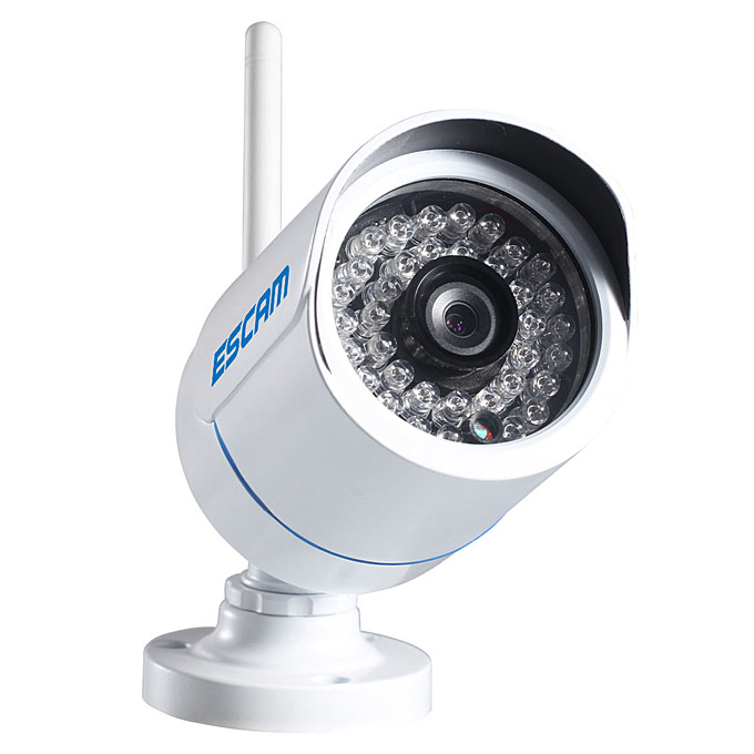 

ESCAM Q6320WiFi 1/4" CMOS 1.0MP WiFi 720P 24pcs IR LED Waterproof Metal Housing Security CCTV IP Camera with ONVIF P2P - White
