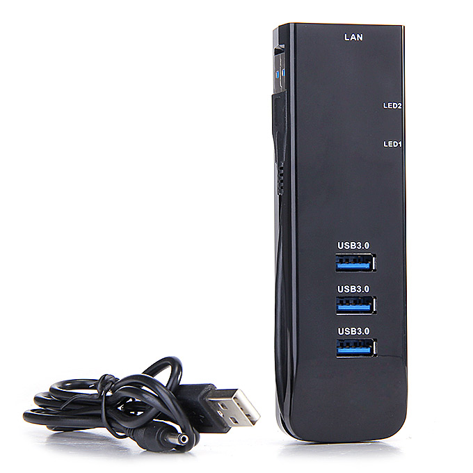 

Extended 3 Ports USB 3.0 Hub with RJ45 Gigabit Ethernet - Black