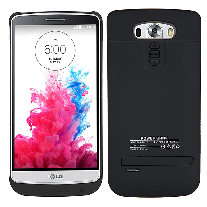 

3200mAH External Backup Battery Powebank Cover Case With Home Key Button for LG G3 - Black