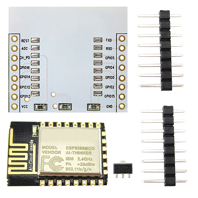 

ESP-12E ESP8266 Wifi Wireless Transceiver Module With PCB Antenna + Adapter Board for Arduino/RPi