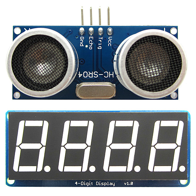 

HC-SR04 Ultrasonic Sensor Distance Measuring Module + 4-Digit Display Module for Arduino