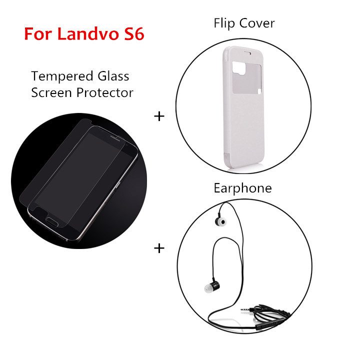 

Gift Box with LANDVO S6 Leather Case Tempered Glass Earphone 3 in 1