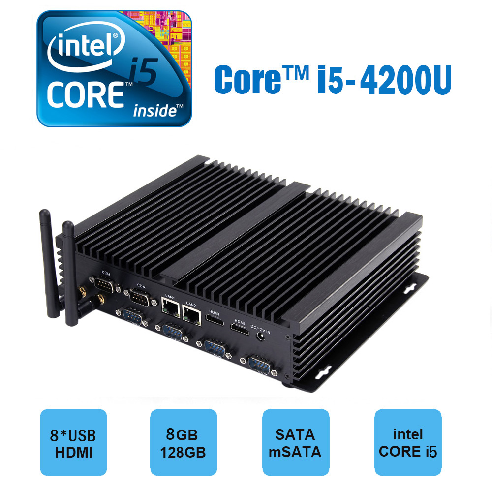 

Hystou FMP04B Fanless Mini Computer Intel Haswell Core™ i5-4200U 8GB/128GB Dual Gigabit LAN Dual HDMI 6*COM 8*USB