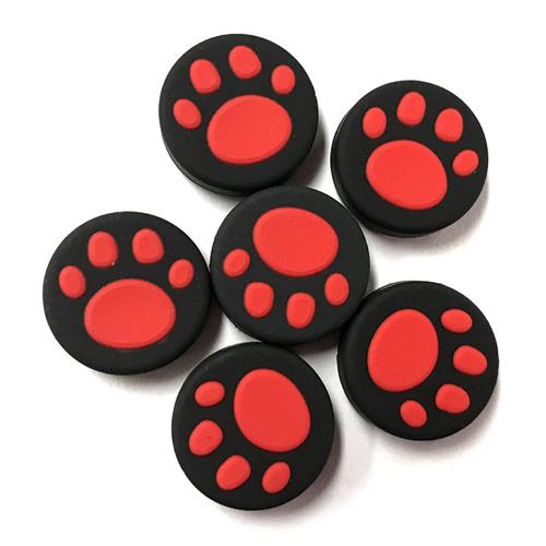 

6PCS Silicone Gamepad Thumb Grips Joystick Cover for Nintendo Switch - Red + Black