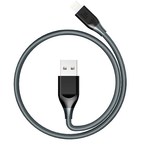 

Tronsmart 1ft/0.3m 19AWG Lightning Cable Double Braided Nylon Lightning Cable for iPhone iPad and More - Gray+Black