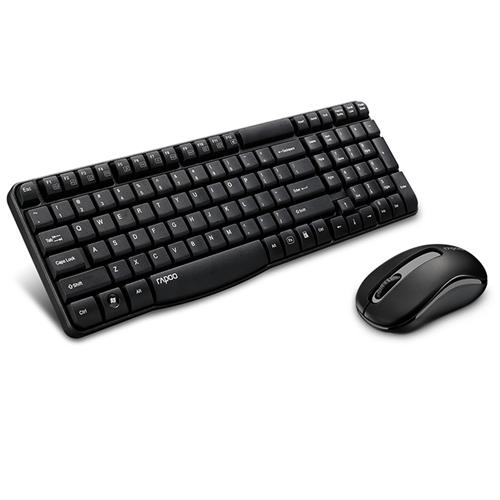 

Rapoo X1800S Wireless Keyboard & Mouse Combo Optical 2.4G 108 Keys 1000 DPI 10M Transmision Fn Keys - Black